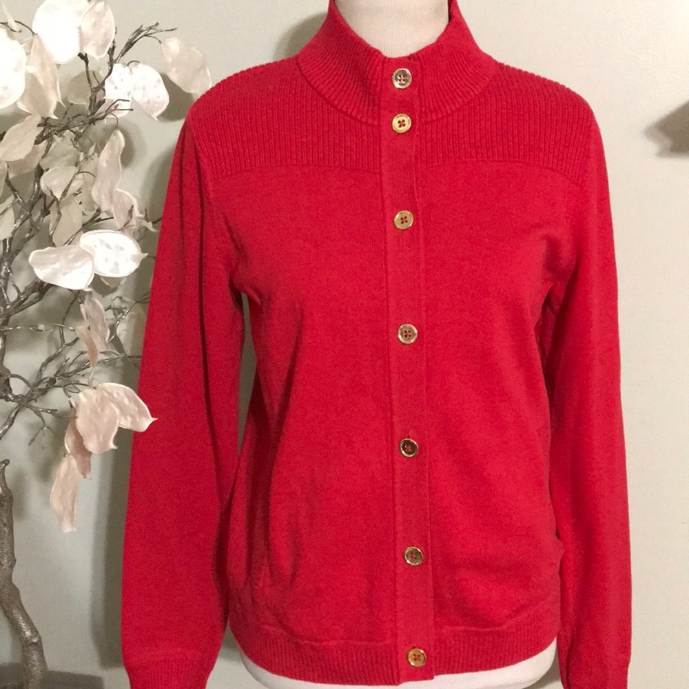 Jones New York Red Cardigan Sweater